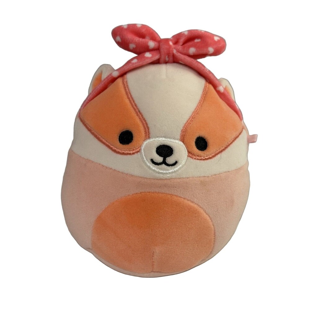 Squishmallows Fox Plush Pink Polka Dot Bow Mini Orange White Washable 2021